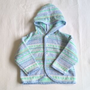 vintage pastel train acrylic knit cardigan hoodie sweater 6-9 months baby boy